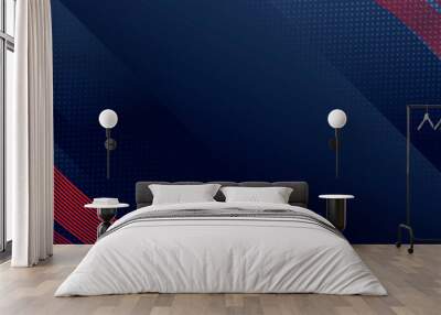 abstract 3d dark blue background with a combination of luminous red overlap style graphic design element Wall mural