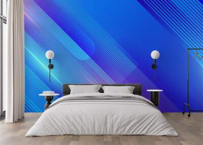 abstract blue technology particles lines mesh banner background Wall mural