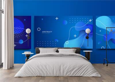 abstract colorful blue shapes presentation background. gradient dynamic lines background. modern mos Wall mural