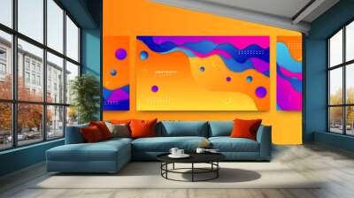 Abstract colorful shapes presentation background. Gradient dynamic lines background. Modern mosaic blue orange Colorful geometric design background Wall mural