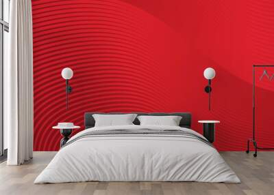 Abstract curve wavy lines pattern technology on red gradients background Wall mural