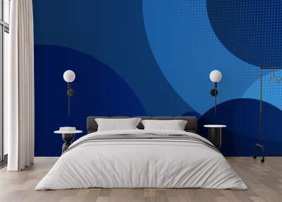 Abstract geometric blue and dark navy color background with circle shape. Vector, illustration Modern blue abstract background, the look of stainless steel, circular lines on a blue background Wall mural