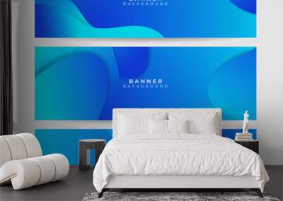 Abstract geometric blue web banner vector gradient template. Vector abstract graphic design banner pattern background template. Wall mural