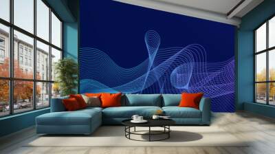 Abstract light blue curve on dark background, copy space composition. Wall mural