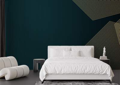 abstract luxury dark green overlap layer with golden hexagon line Wall mural