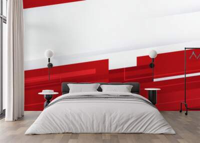 Abstract red and white grey tech geometric banner design Wall mural