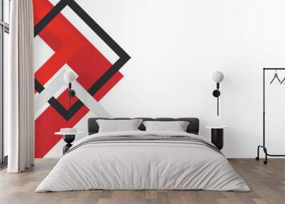 Abstract white black red presentation background with triangle elements lines Wall mural