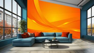 Abstract Yellow and orange warm tone background with simply curve lighting element vector Wall mural