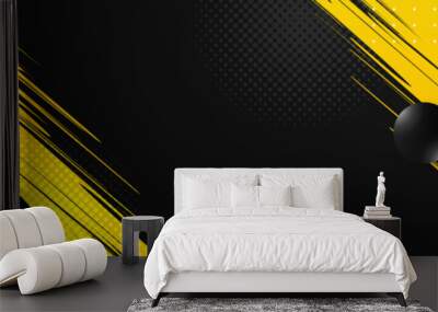 black and yellow modern wide banner. Vector abstract graphic design banner pattern presentation background web template. Wall mural