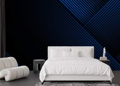 Blue and black vector 3D technology futuristic glow with line shapes banner Wall mural