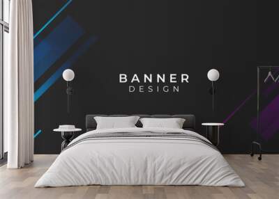 Blue web banner with geometric background. Horizontal promotion banners with blue tech gradient colors and abstract geometric backdrop. Header design. Vibrant coupon template. Wall mural