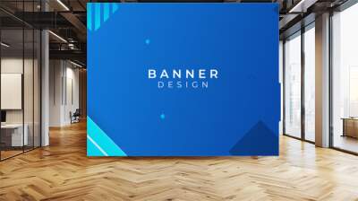 Blue web banner with geometric background. Horizontal promotion banners with blue tech gradient colors and abstract geometric backdrop. Header design. Vibrant coupon template. Wall mural