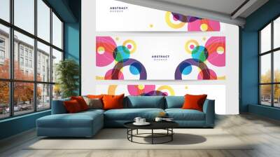 Circle memphis pink purple yellow colorful Abstract design banner Wall mural