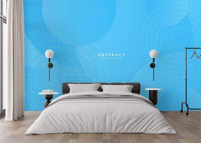 clean Soft blue backgroud curve wavy minimalist pattern design Wall mural