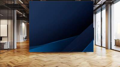 Dark blue black abstract presentation background with dynamic geometric triangles and light leaks Wall mural