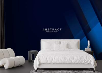 Geometric dark blue texture background with modern business concept for presentation.  Wall mural