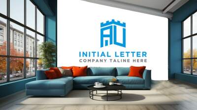 Inspiring logo design Set, for companies from the initial letters of the AU logo icon. -Vectors Wall mural