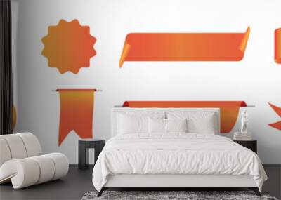 Red orange gradient tag banner label ribbon vector price bookmark note background discount. Exclusive red tag sticker. Wall mural