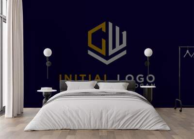 logo design inspiration for companies from the initial letters of the CW logo icon. -Vector Wall mural