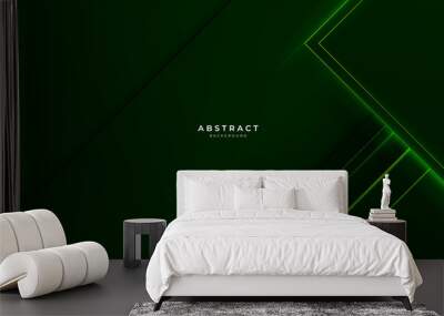 Luxury dark green background with overlap layer  Wall mural