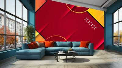 Modern abstract dark red orange yellow banner background. Gradient memphis red colorful Abstract wide banner design background Wall mural