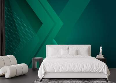 Modern dark green abstract geometric background wallpaper design. Design for poster, template on web, backdrop, banner, brochure, website, flyer, landing page, presentation, certificate, and webinar Wall mural