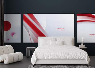 Modern red and white abstract background Wall mural