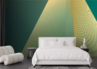 Modern simple gold line on dark green background. Turquoise abstract background with golden wavy pattern. Art deco ornament vector illustration  Wall mural