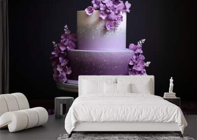 Ombre Cake with Graduated Shades of Purple and Edible Silver Glitter. Wall mural