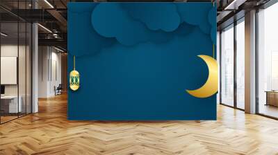 ramadan kareem banner background. ramadan islamic holiday design templates with gold crescent moon,  Wall mural