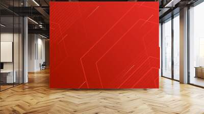 Red geometric abstract presentation background with hexagonal shapes and lines. Technology concept background Wall mural