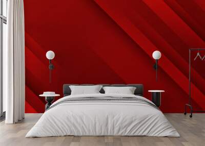 Red line with white architecture futuristic background minimal concept vector illustration subtle design. Wall mural