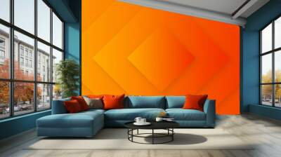 Red orange yellow abstract background with 3D square shape element. Orange technology background Wall mural