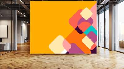 rounded rectangle abstract orange colorful memphis wide banner design background. Modern abstract geometric banner background. Wall mural