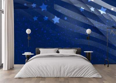 Vector flat waving american flag blue background Wall mural