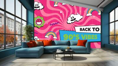 Vector memphis background abstract background for ecommerce promotion vector illustration 90 colorful colourful Wall mural