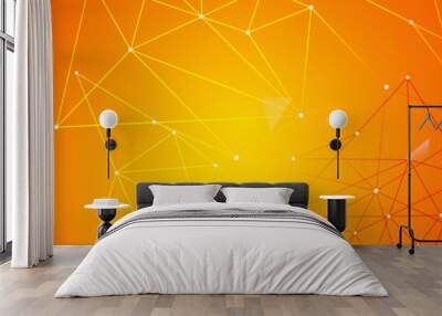 Website header or banner design with abstract geometric background and connecting dots and lines. Global network connection. Digital technology with plexus background and space for your text. Wall mural