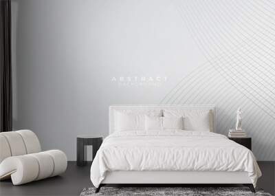 White abstract presentation background with gradient grey silver curve line. Wall mural