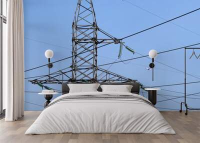 High-voltage line on the sky background Wall mural