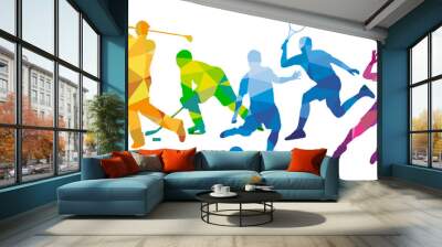 Fitness and sport graphic with athletes in action. Wall mural