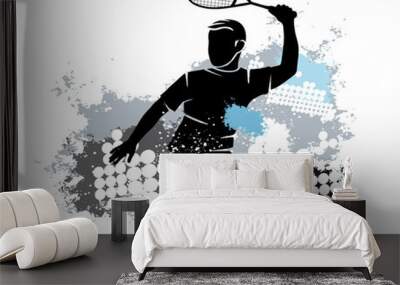 Squash sport graphic with dynamic background. Wall mural