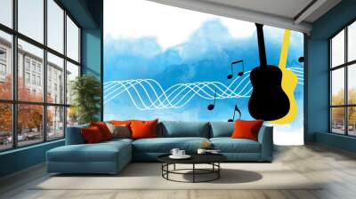 Watercolor background with guitar - 2 Wall mural