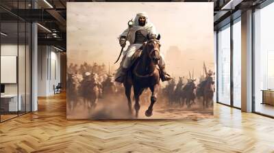 ancient arab background design, moments soldiers arabian before entering the battleground Wall mural