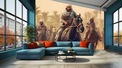 ancient arab background design, moments soldiers arabian before entering the battleground Wall mural