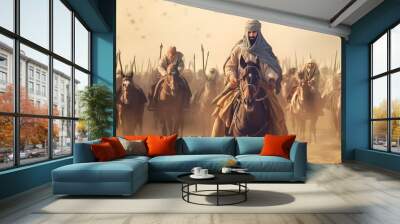 ancient arab background design, moments soldiers arabian before entering the battleground Wall mural