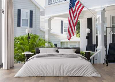 American Flag on House Wall mural