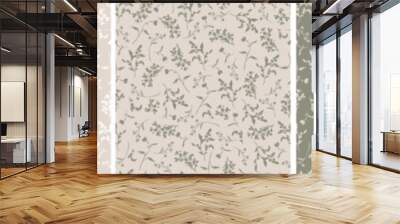 Set of earthy tones elegant neutral natural seamless pattern, repeating background with leaves and laurels for wallpaper, fabric, interior design, floral print for scrapbook paper. Wall mural