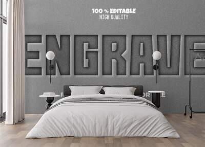 Editable text effect in engraved style Wall mural