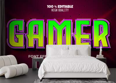 gamer text effect. editable font Wall mural