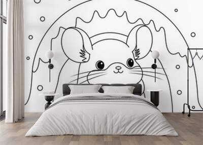 Chinchilla outline coloring page. Christmas and Winter Animal Illustration Wall mural